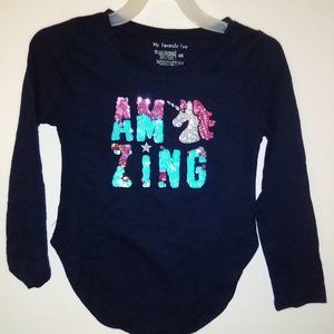 Member's Mark girls navy LS unicorn tshirt SZ 4/5